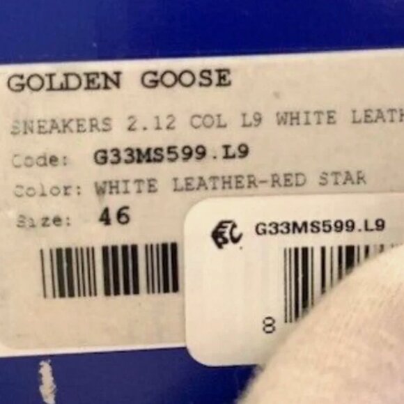 GOLDEN GOOSE MEN 2.12 RED STAR HIGH TOP SNEAKERS SHOES, WHITE SILVER, SZ 46 NIB! - Picture 13 of 13